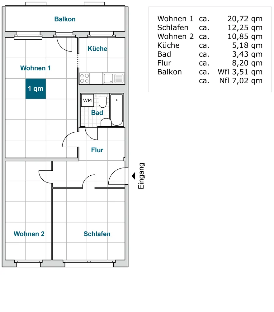 3 Zimmer Wohnung mit 63 m² in Dresden – Bild 2