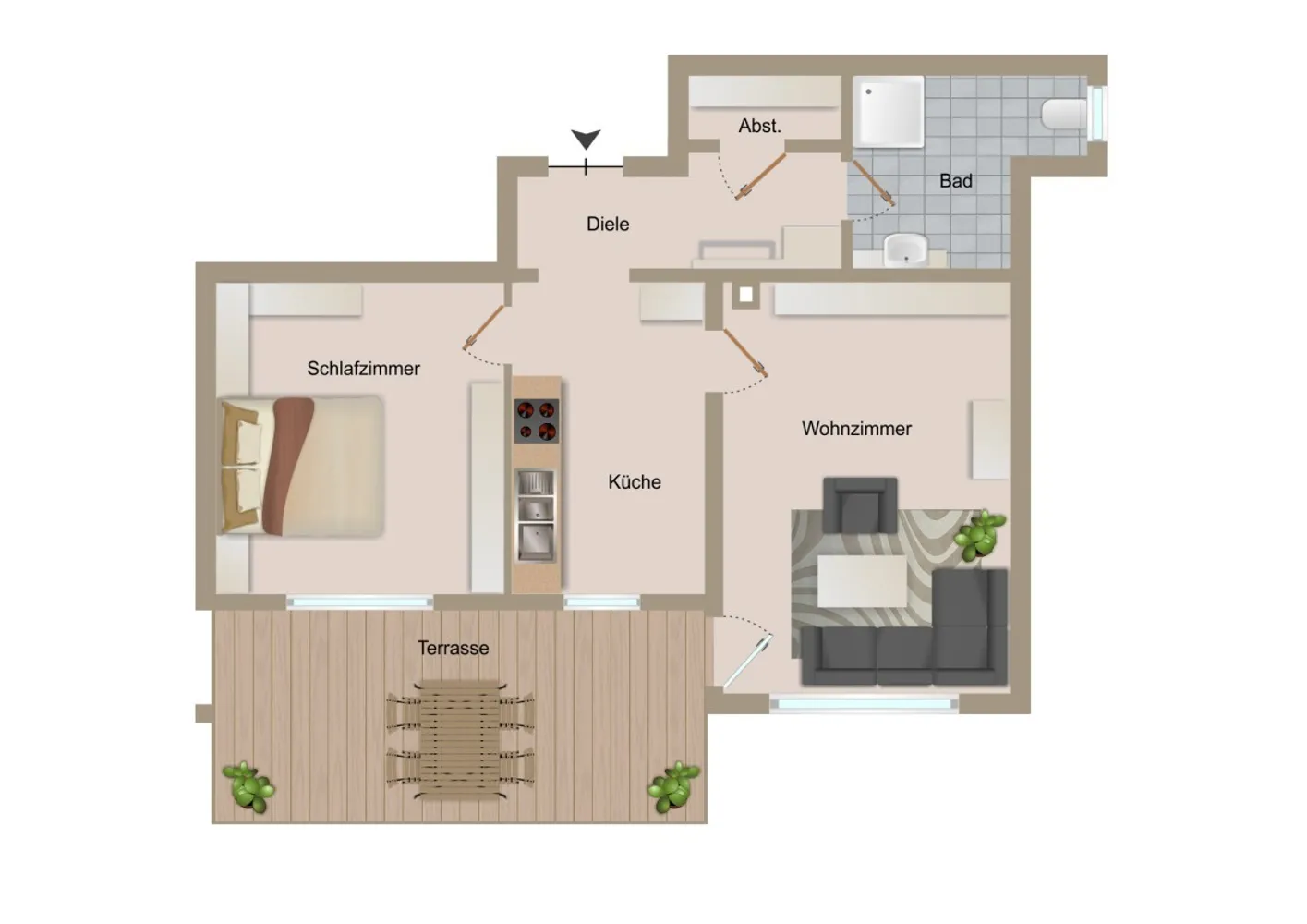 2 room apartment with 57 m² in Herrenberg – Photo 1