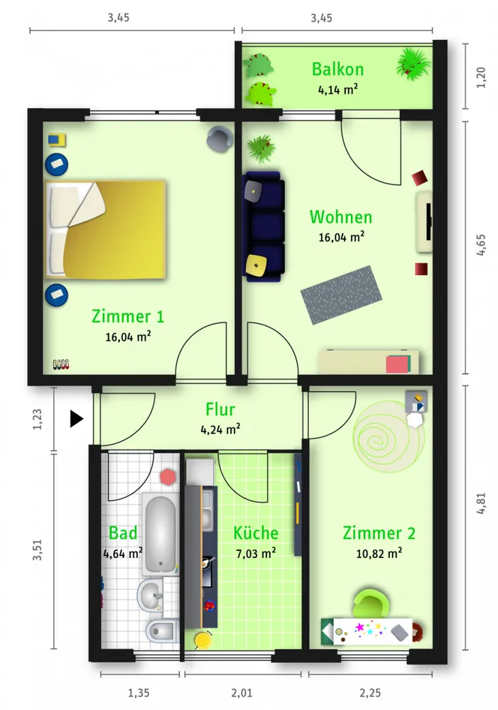3 Zimmer Wohnung mit 61 m² in Halle (Saale) – Bild 2