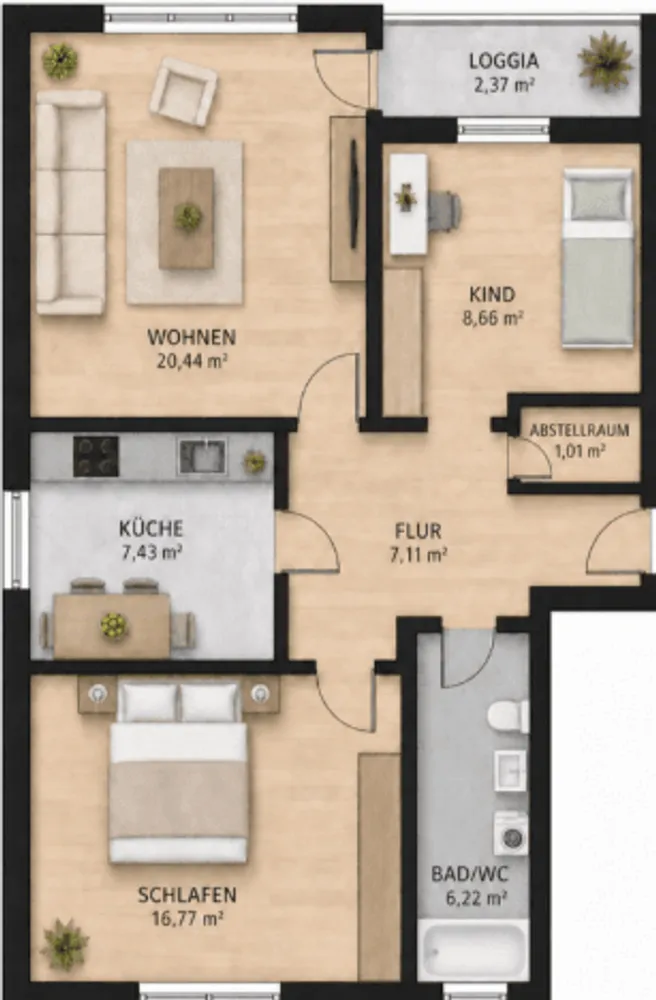 3 Zimmer Wohnung mit 80 m² in Minden – Bild 1
