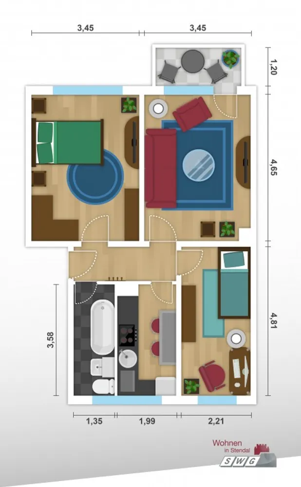 3 room apartment with 60 m² in Stendal – Photo 4