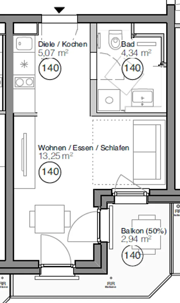 1 Zimmer Wohnung mit 26 m² in München – Bild 2