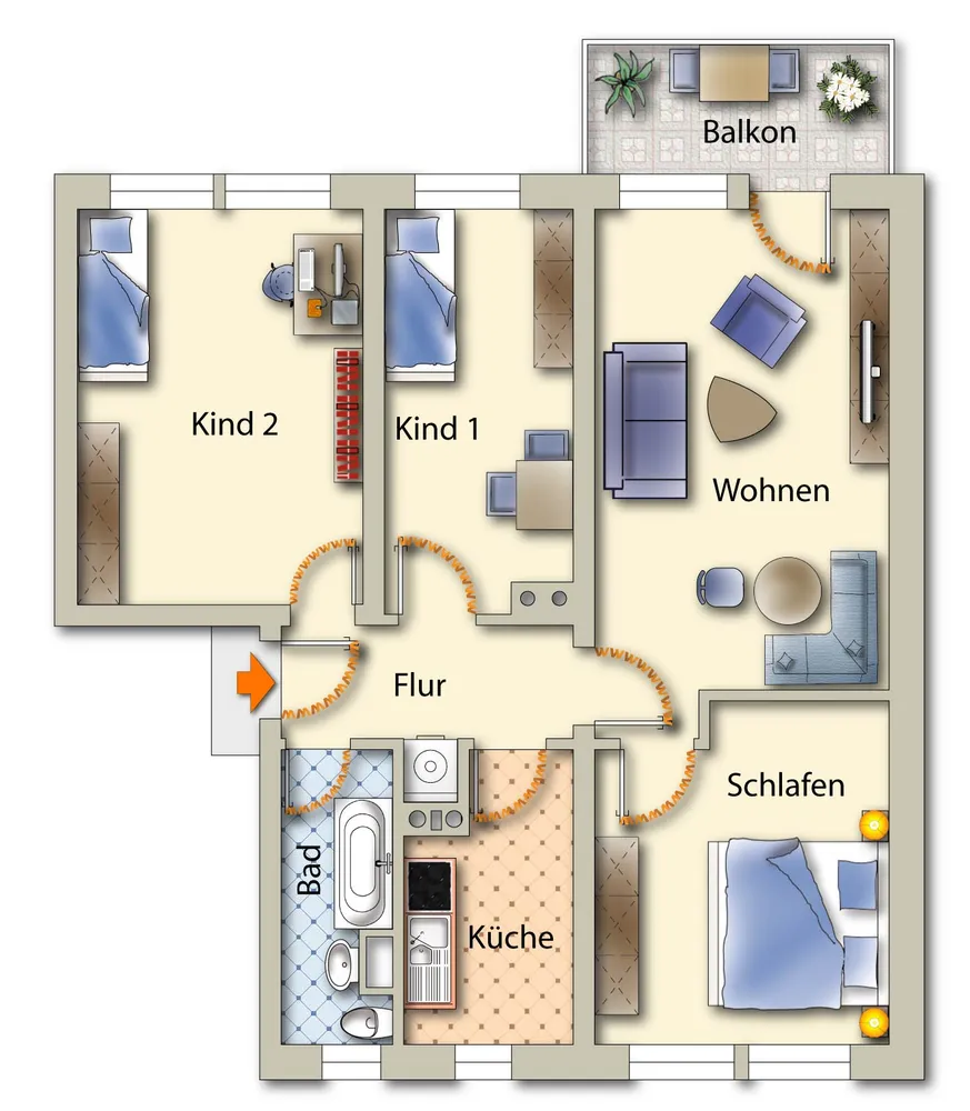 4 Zimmer Wohnung mit 76 m² in Freiberg – Bild 3