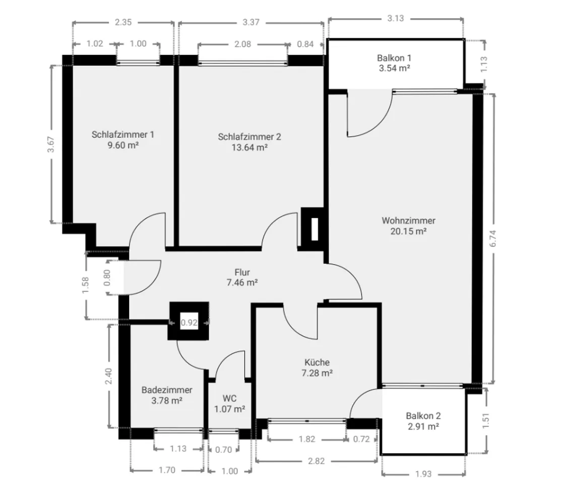 3 Zimmer Wohnung mit 65 m² in Karlsruhe – Bild 6