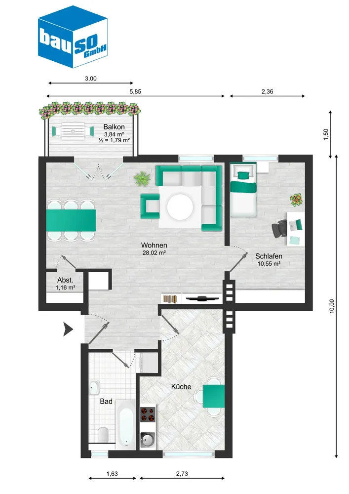 2 room apartment with 58 m² in Magdeburg – Photo 3