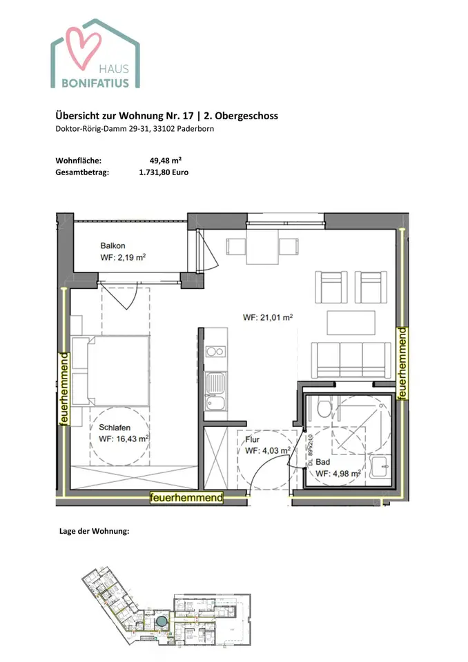 2 Zimmer Wohnung mit 49 m² in Paderborn – Bild 9