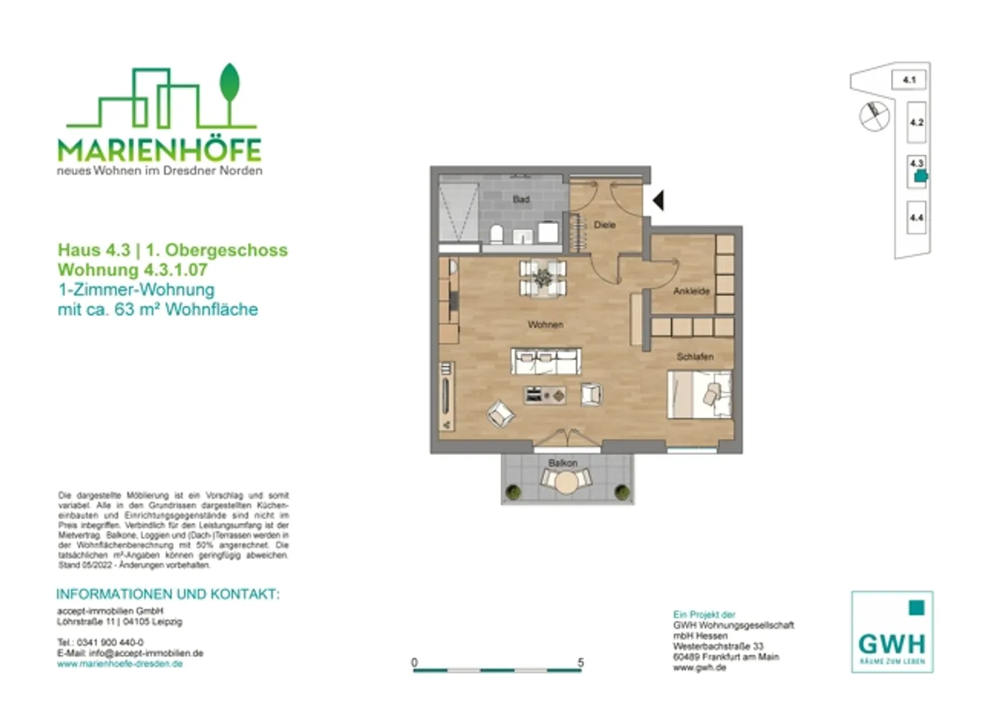 1 Zimmer Wohnung mit 63 m² in Dresden – Bild 2