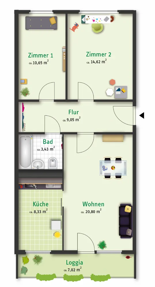 3 Zimmer Wohnung mit 69 m² in Halle (Saale) – Bild 2