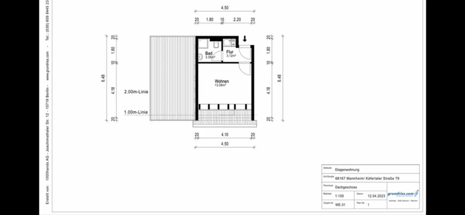 1 Zimmer Wohnung mit 20 m² in Mannheim – Bild 2