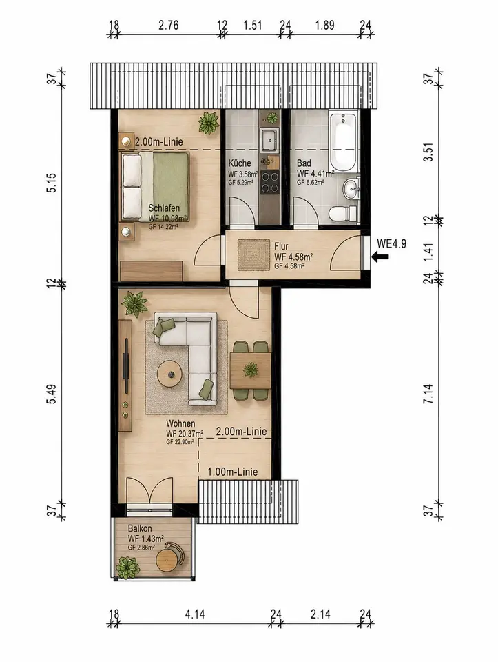 2 Zimmer Wohnung mit 45 m² in Freising – Bild 7