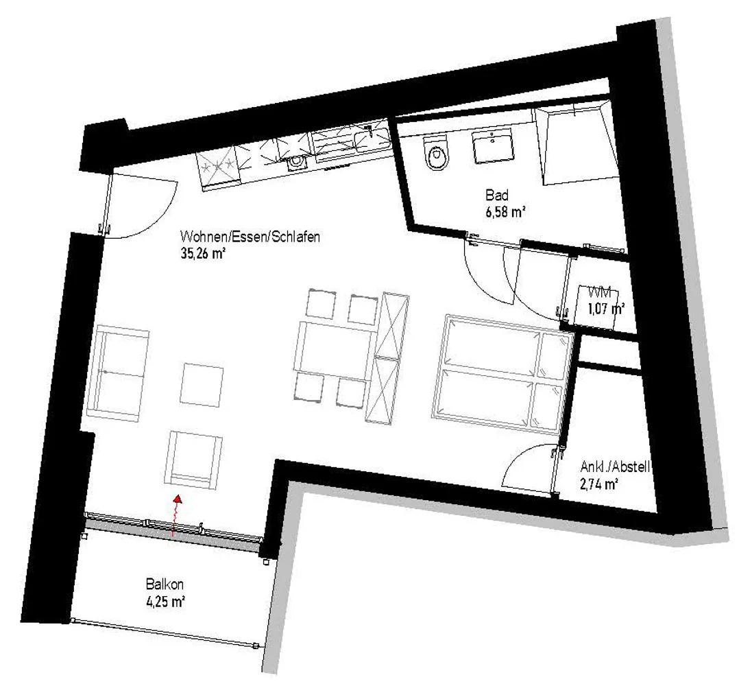 1 Zimmer Wohnung mit 48 m² in Köln – Bild 2