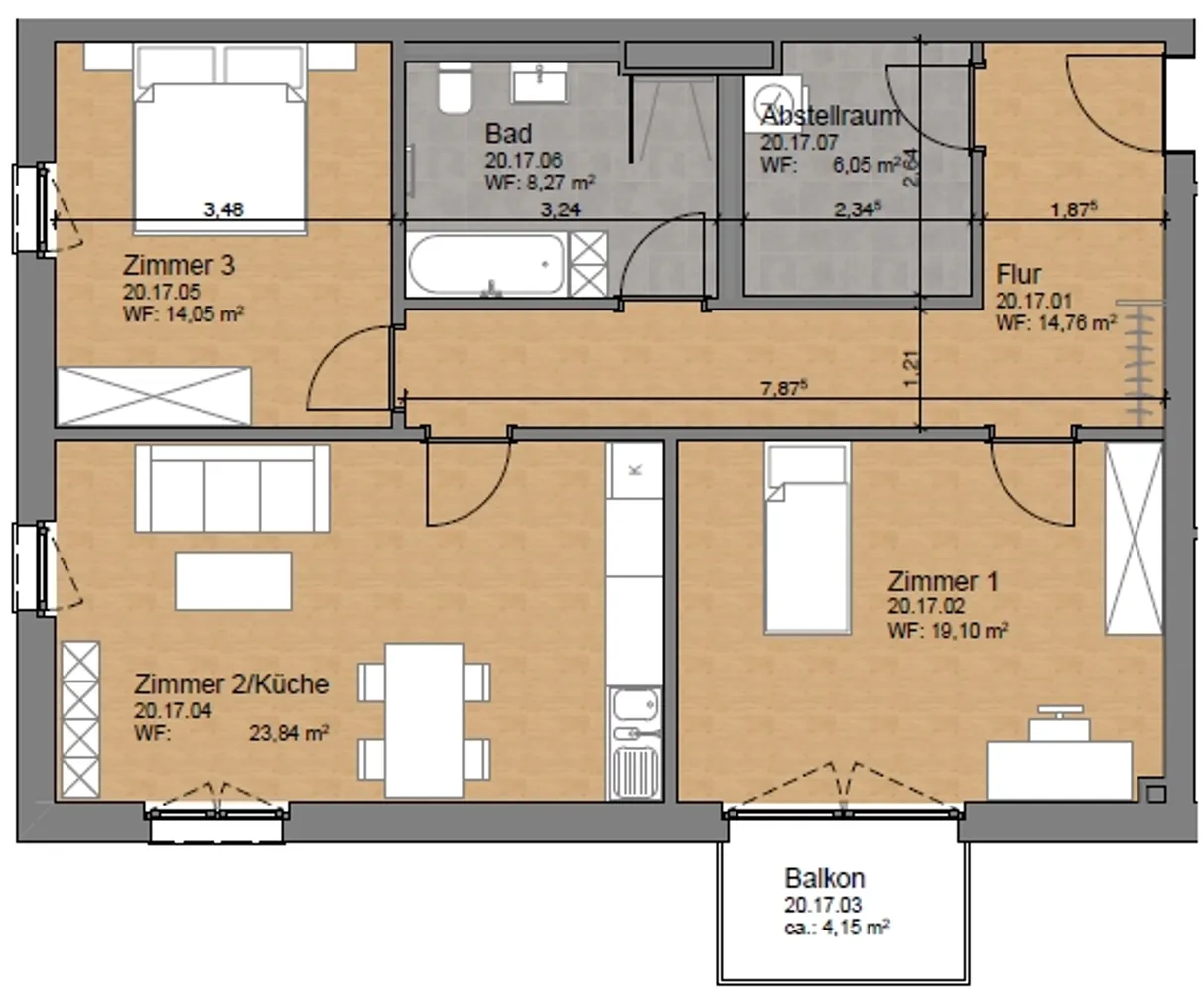 3 Zimmer Wohnung mit 88 m² in Rostock – Bild 2