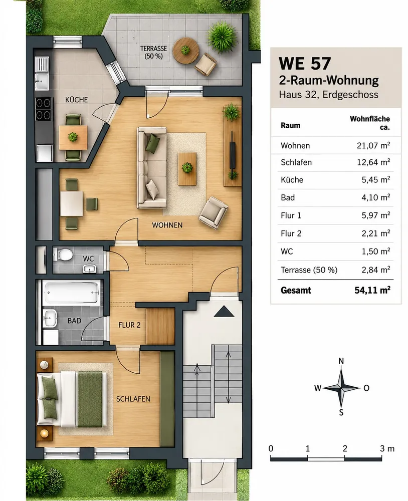 2 Zimmer Wohnung mit 54 m² in Dresden – Bild 2