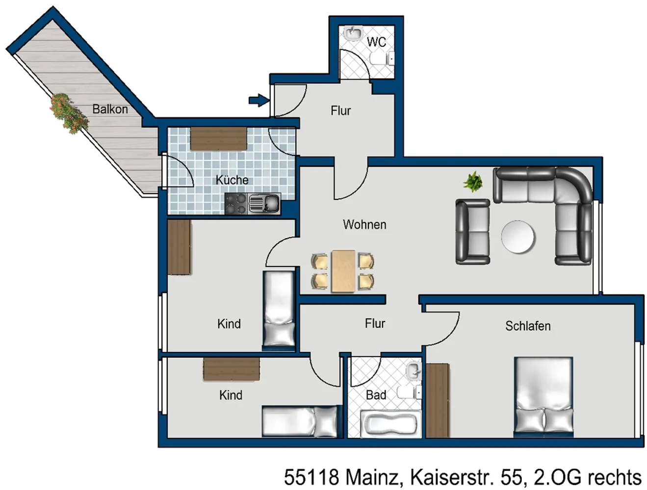 4 Zimmer Wohnung mit 95 m² in Mainz – Bild 2