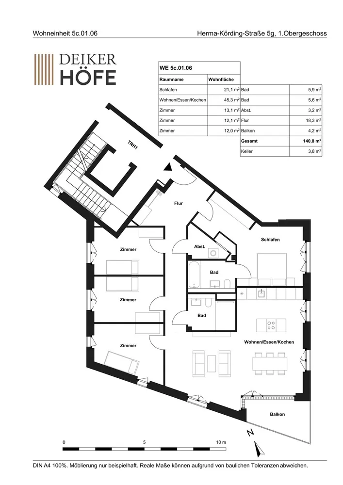 5 Zimmer Wohnung mit 141 m² in Düsseldorf – Bild 2