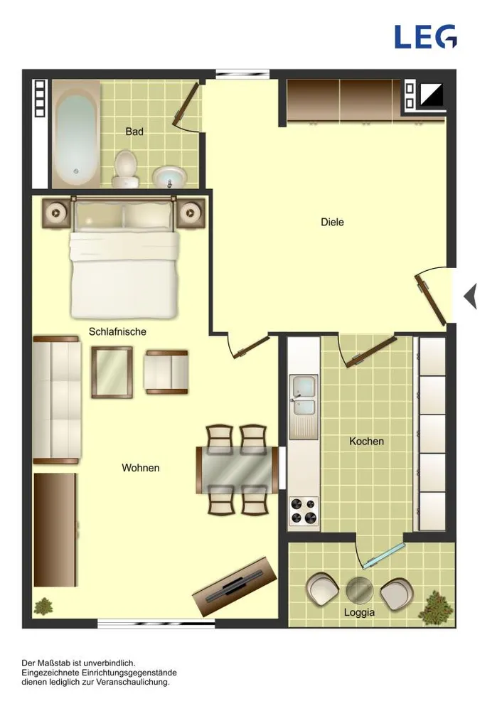 1 Zimmer Wohnung mit 43 m² in Aachen – Bild 1