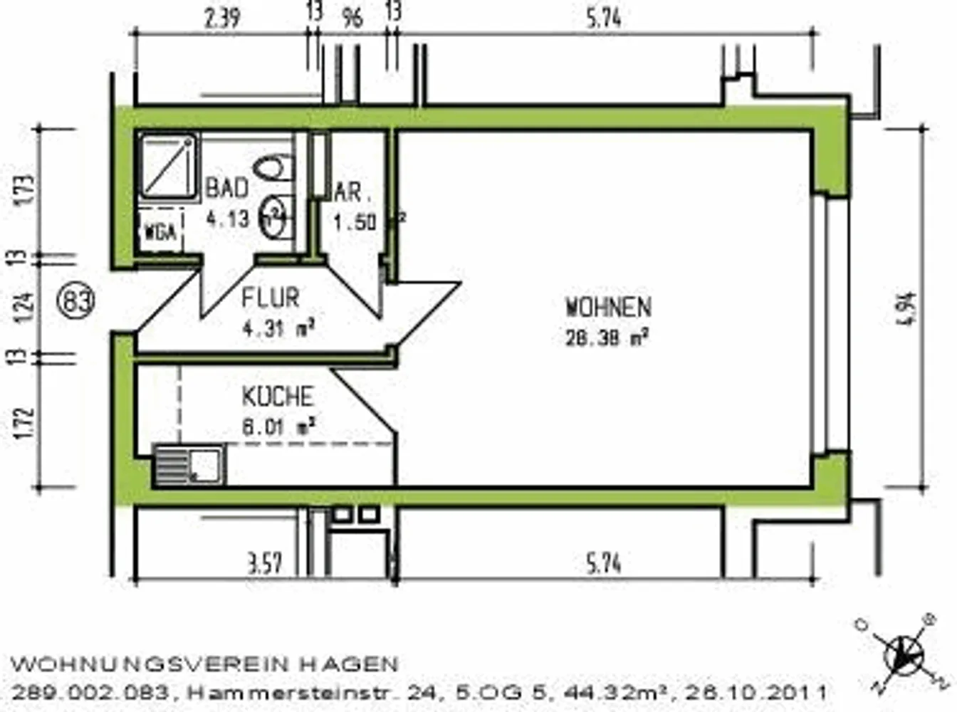 2 Zimmer Wohnung mit 44 m² in Hagen – Bild 9