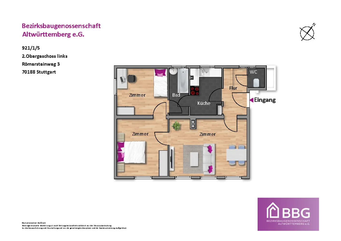 3 Zimmer Wohnung mit 62 m² in Stuttgart – Bild 3