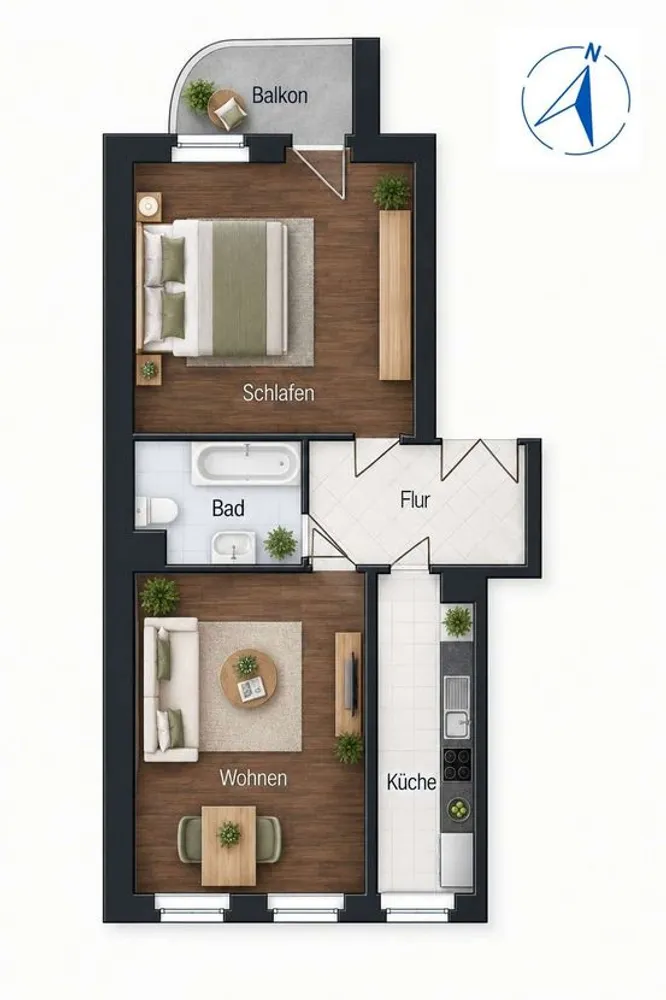 2 room apartment with 55 m² in Berlin – Photo 1