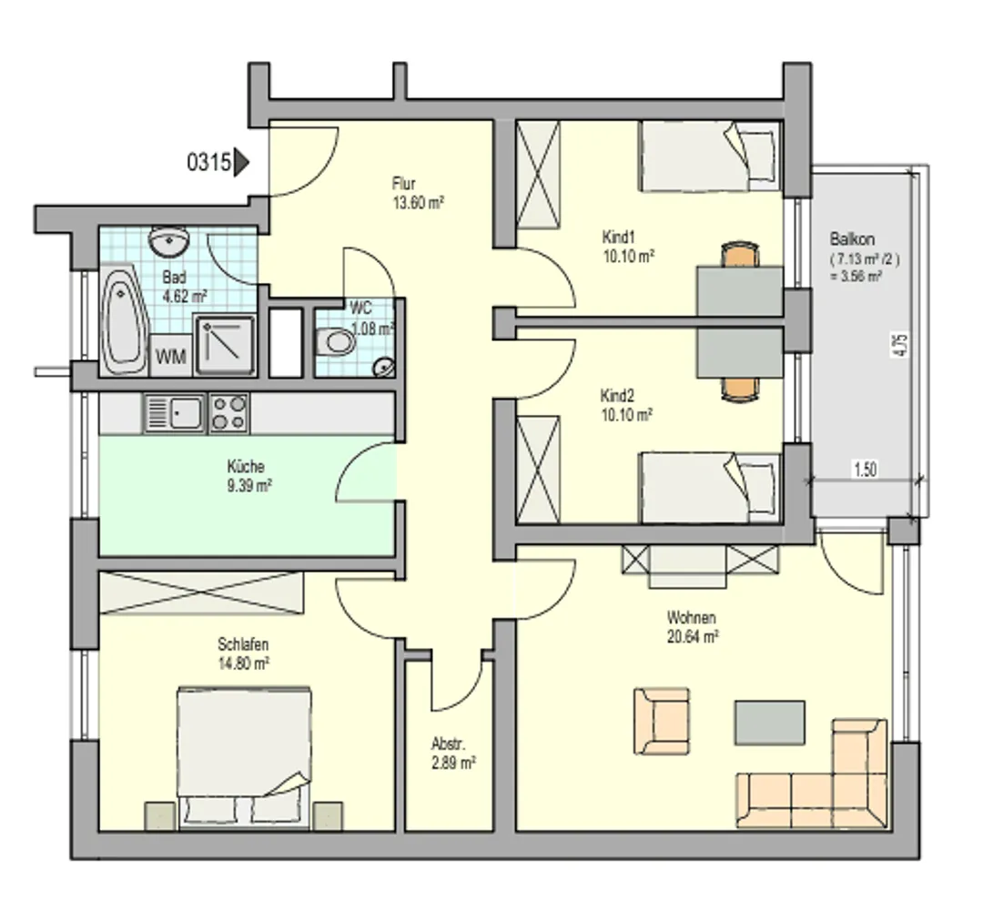 4 Zimmer Wohnung mit 91 m² in Göppingen – Bild 3