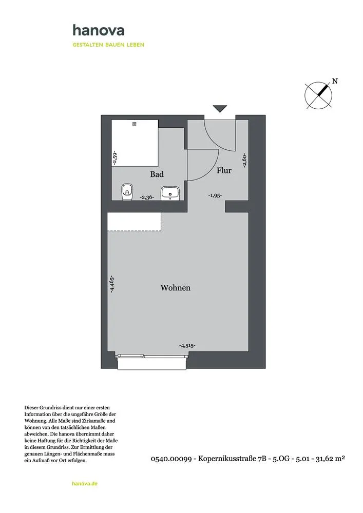 1 Zimmer Wohnung mit 32 m² in Hannover – Bild 3