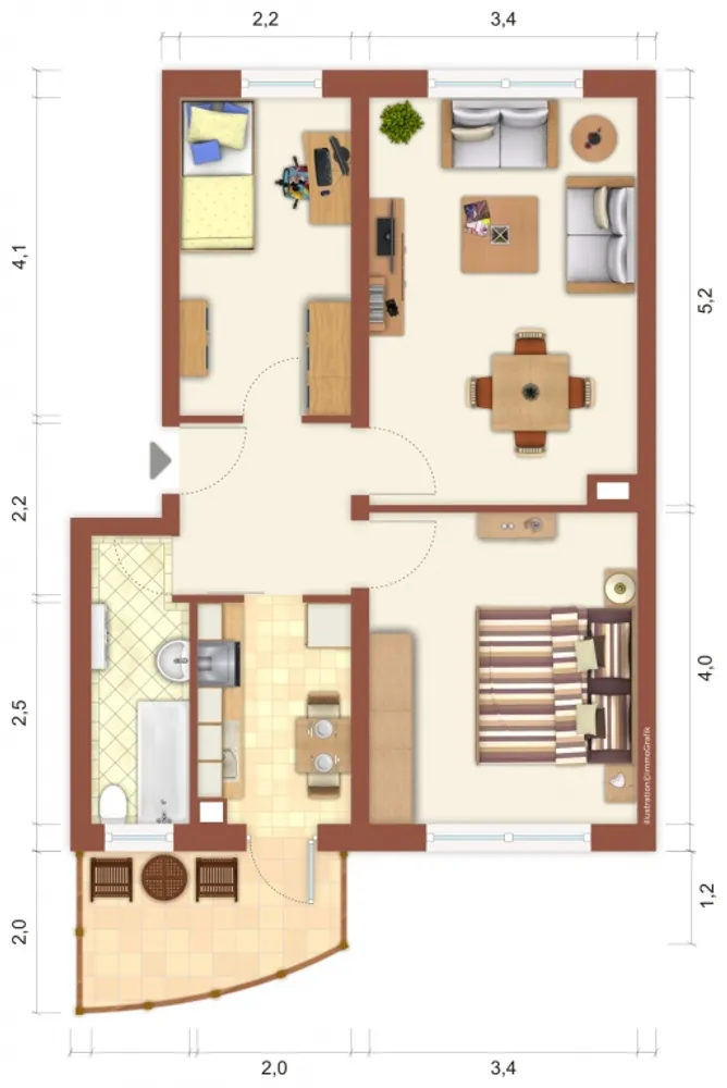 3 Zimmer Wohnung mit 58 m² in Finsterwalde – Bild 2