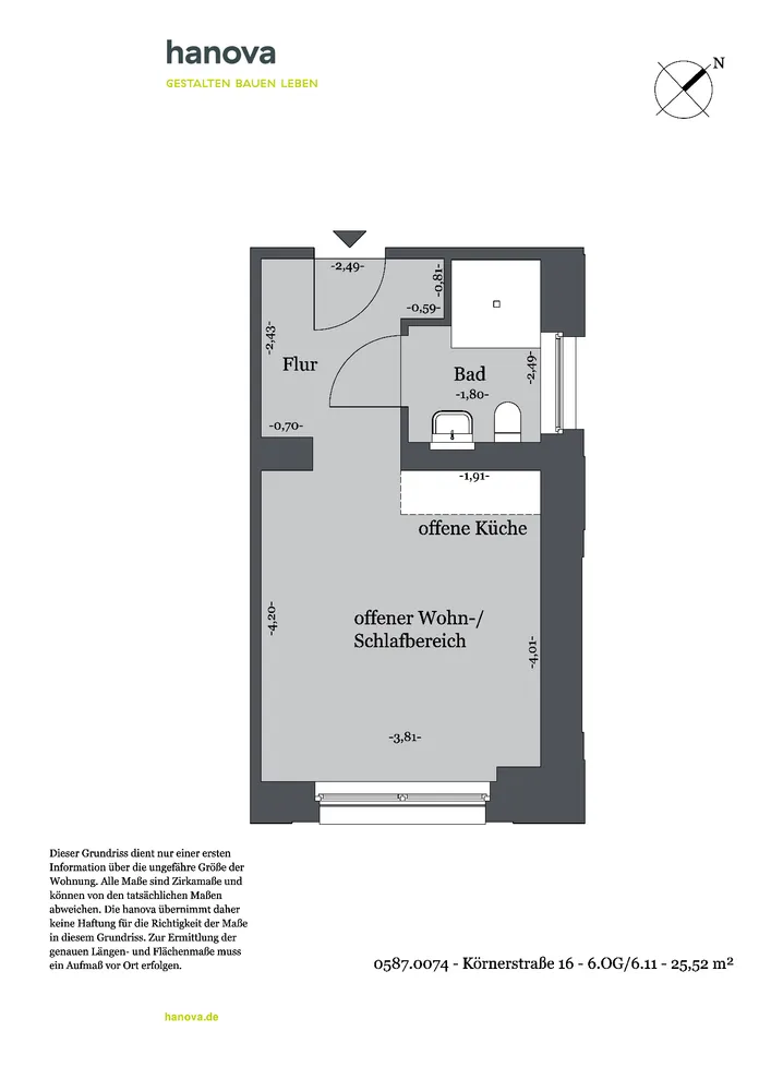 1 Zimmer Wohnung mit 26 m² in Hannover – Bild 5