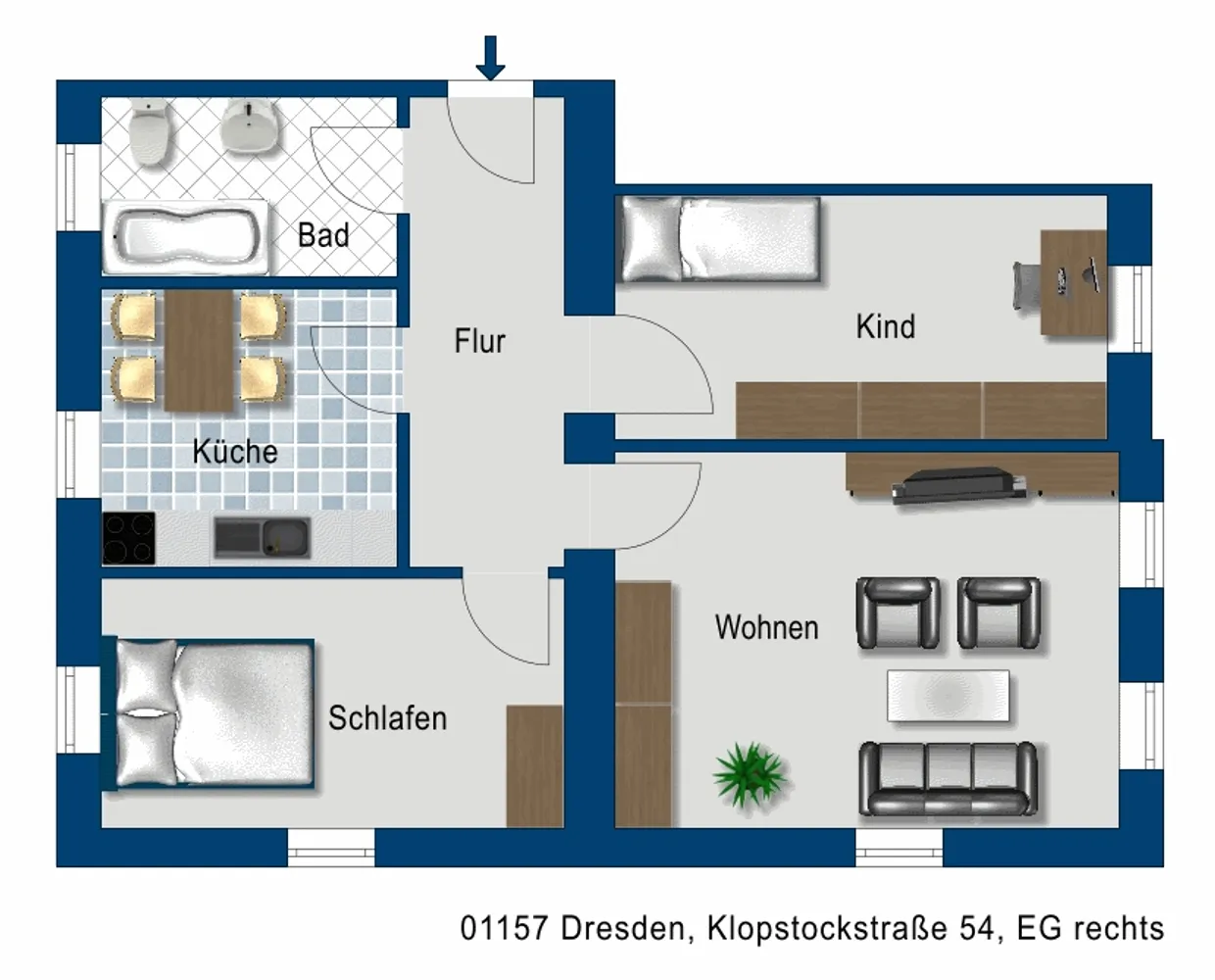 3 Zimmer Wohnung mit 67 m² in Dresden – Bild 1