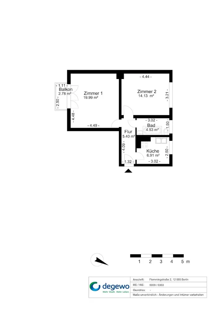 2 Zimmer Wohnung mit 52 m² in Berlin – Bild 2
