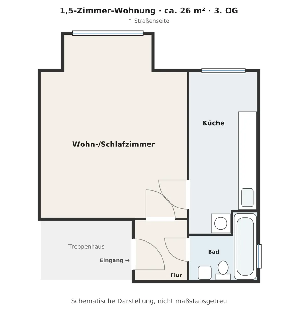 2 room apartment with 26 m² in Frankfurt am Main – Photo 2