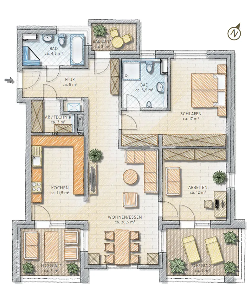 3 Zimmer Wohnung mit 97 m² in Nürnberg – Bild 2