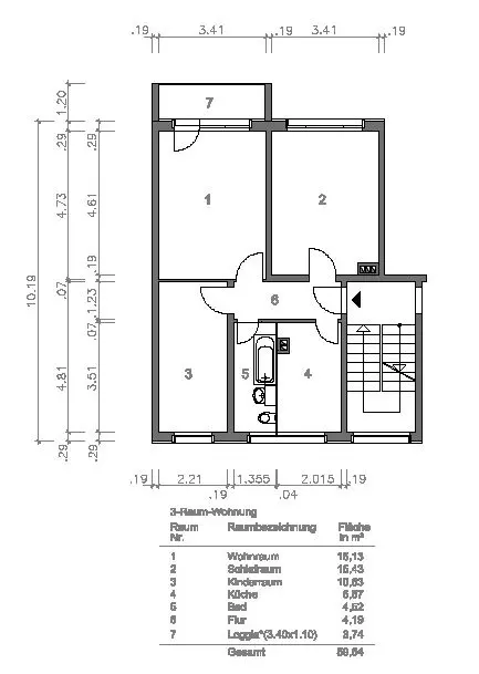3 Zimmer Wohnung mit 59 m² in Altenburg – Bild 9
