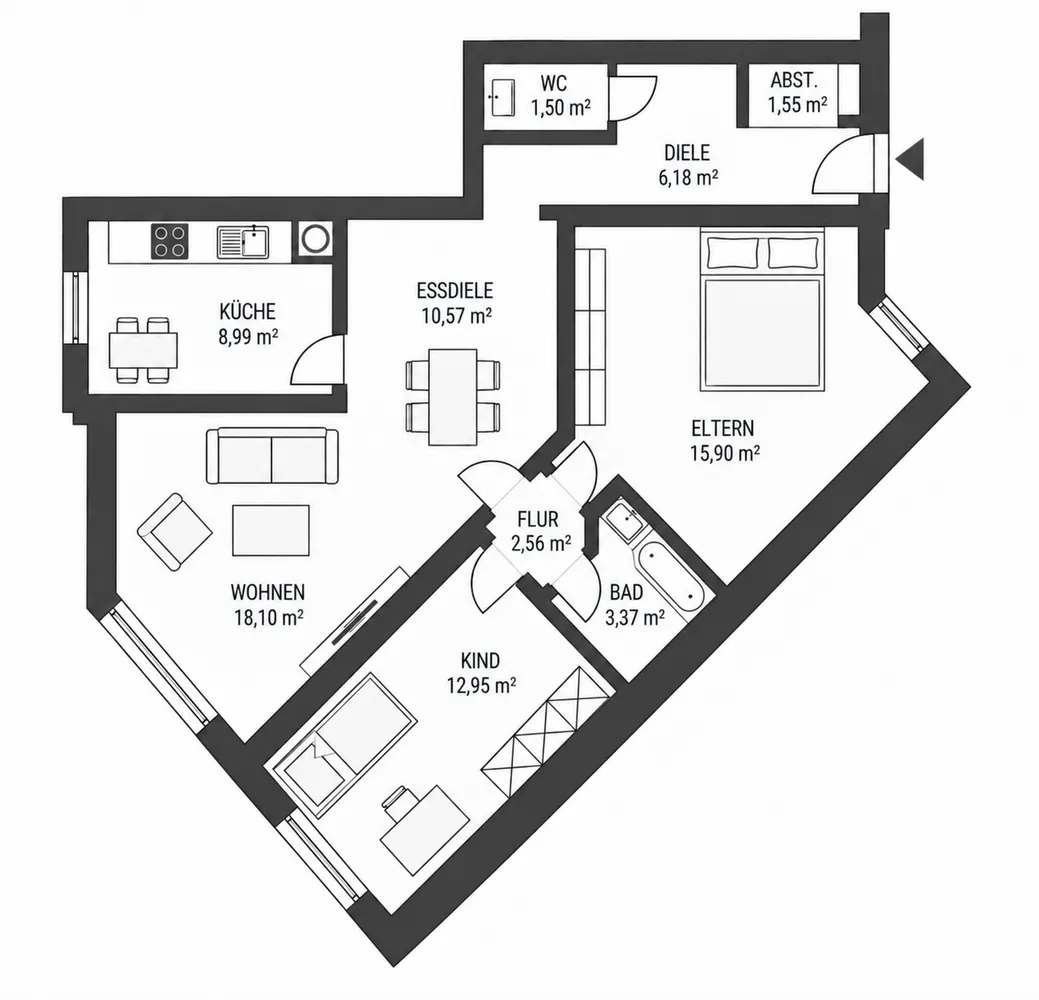 3 Zimmer Wohnung mit 82 m² in München – Bild 7