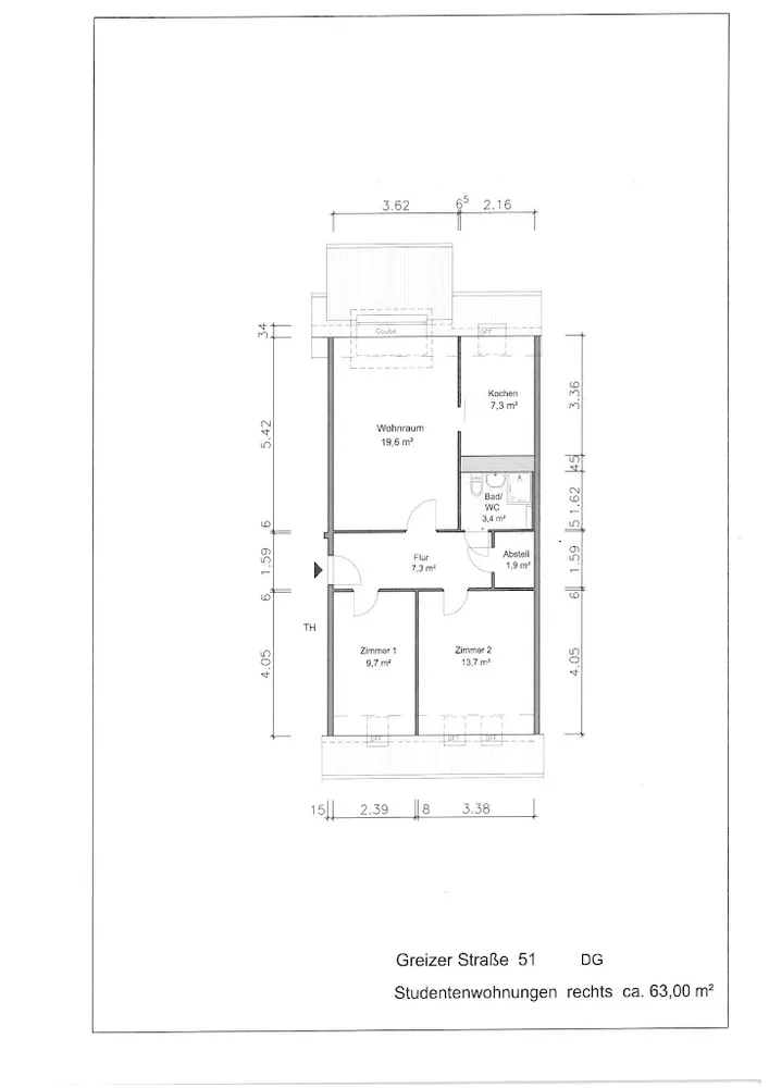 1 Zimmer Wohnung mit 30 m² in Gera – Bild 2