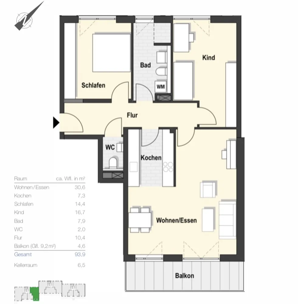 3 Zimmer Wohnung mit 94 m² in Hannover – Bild 2