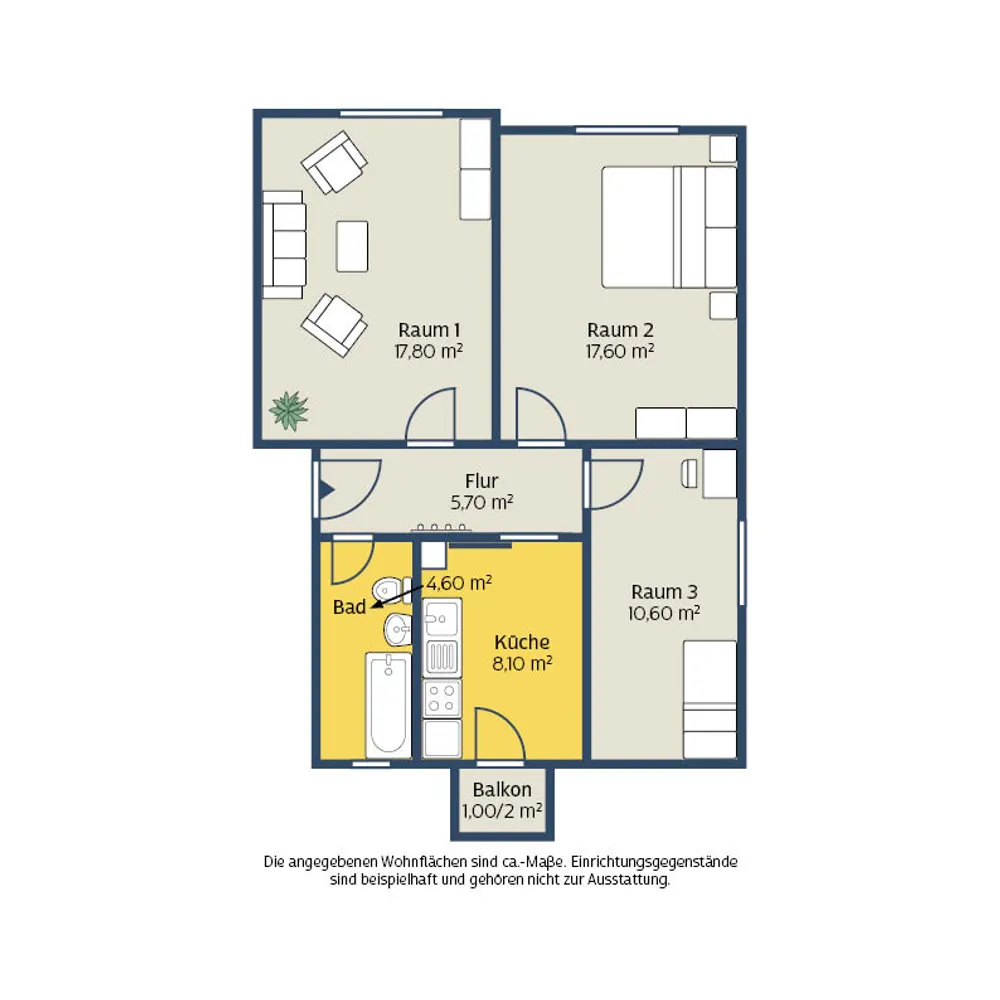3 Zimmer Wohnung mit 65 m² in Leipzig – Bild 2