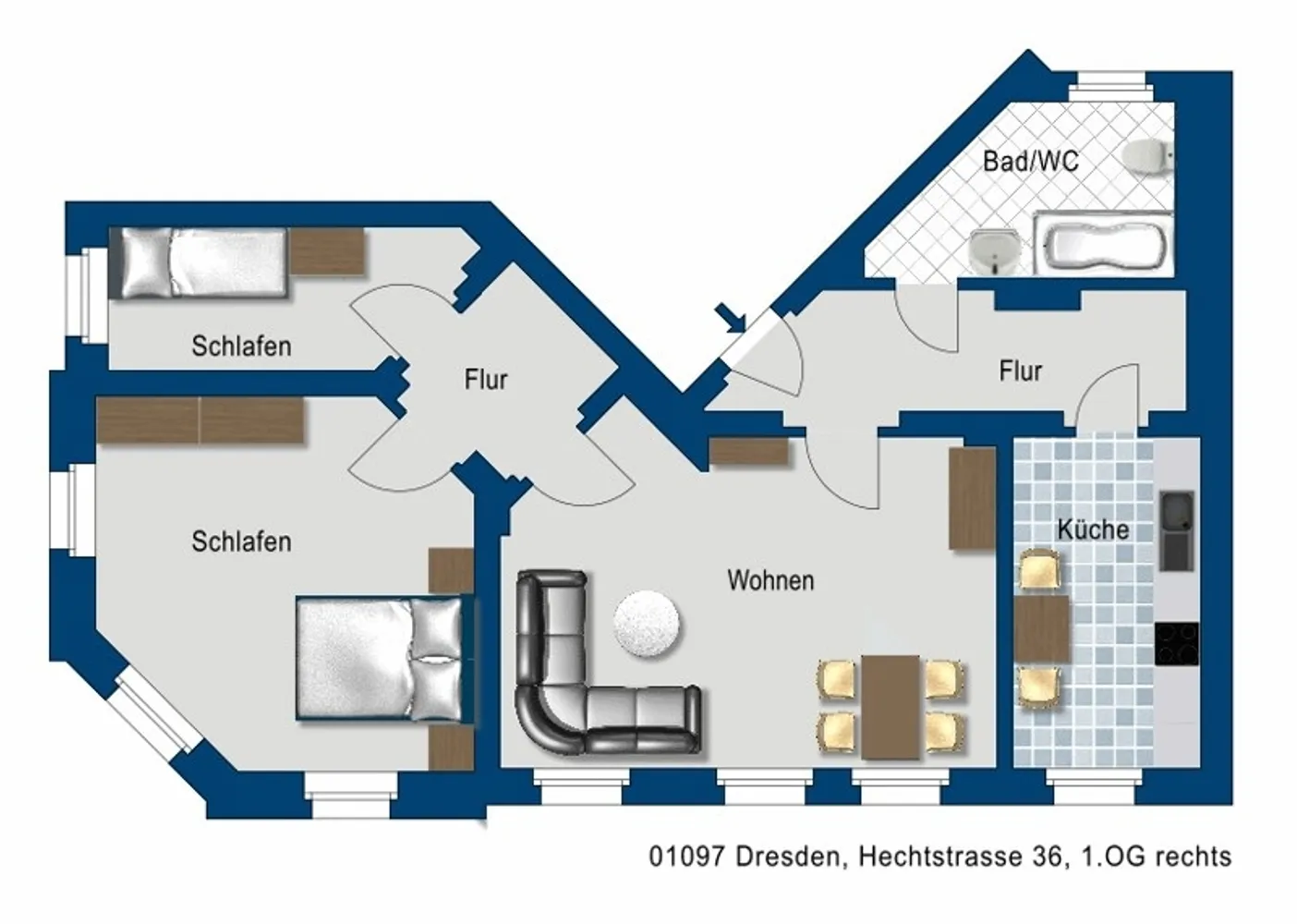 3 Zimmer Wohnung mit 76 m² in Dresden – Bild 2