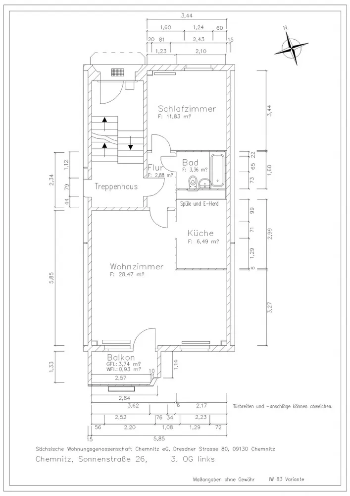 2 Zimmer Wohnung mit 54 m² in Chemnitz – Bild 2