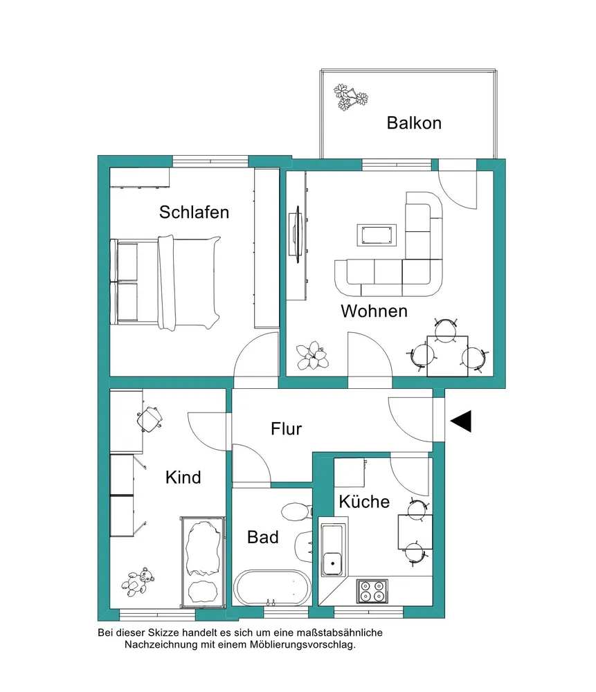 3 Zimmer Wohnung mit 56 m² in Marburg – Bild 2
