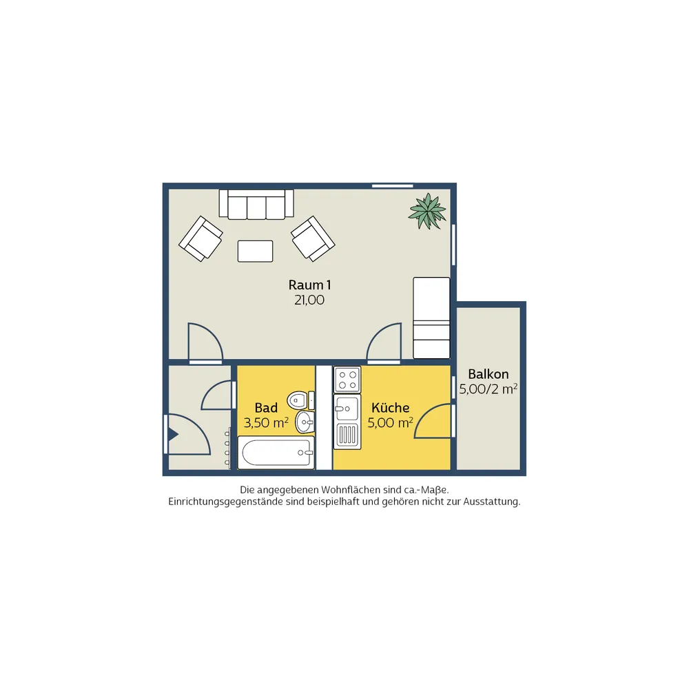 1 Zimmer Wohnung mit 35 m² in Leipzig – Bild 2