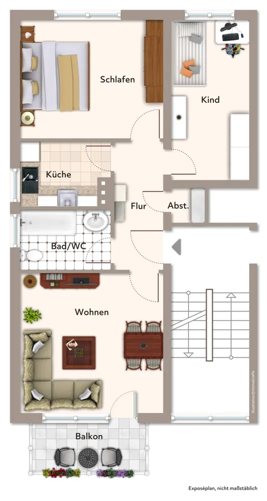 3 Zimmer Wohnung mit 60 m² in Wiesbaden – Bild 1