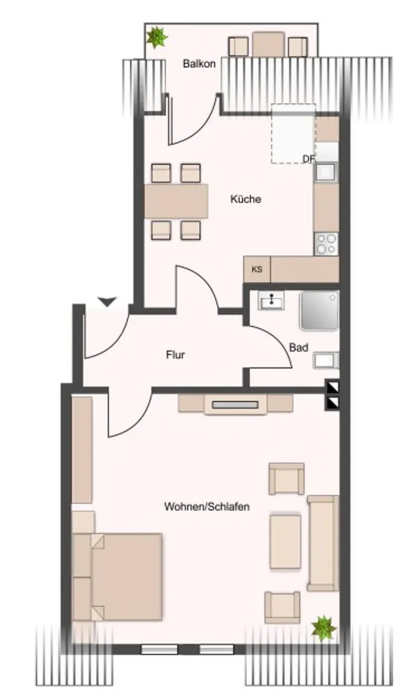 1 room apartment with 50 m² in Erfurt – Photo 5