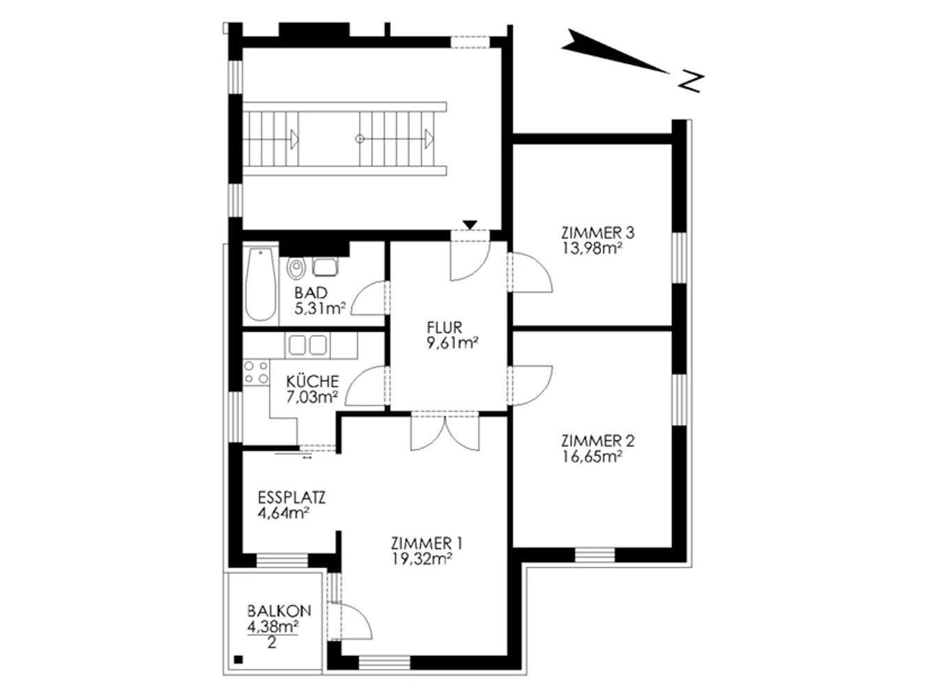 3 Zimmer Wohnung mit 79 m² in Hamburg – Bild 2