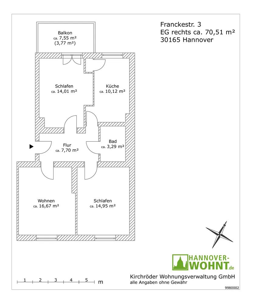 3 Zimmer Wohnung mit 71 m² in Hannover – Bild 3
