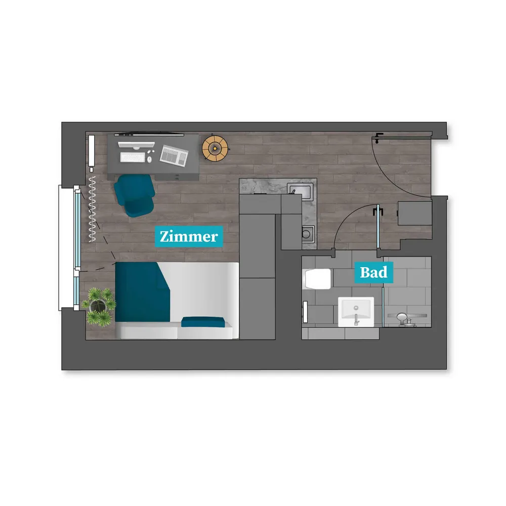 1 Zimmer Wohnung mit 19 m² in Darmstadt – Bild 6