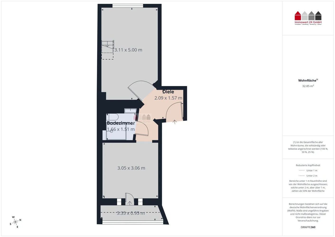 1 Zimmer Wohnung mit 33 m² in Dortmund – Bild 2
