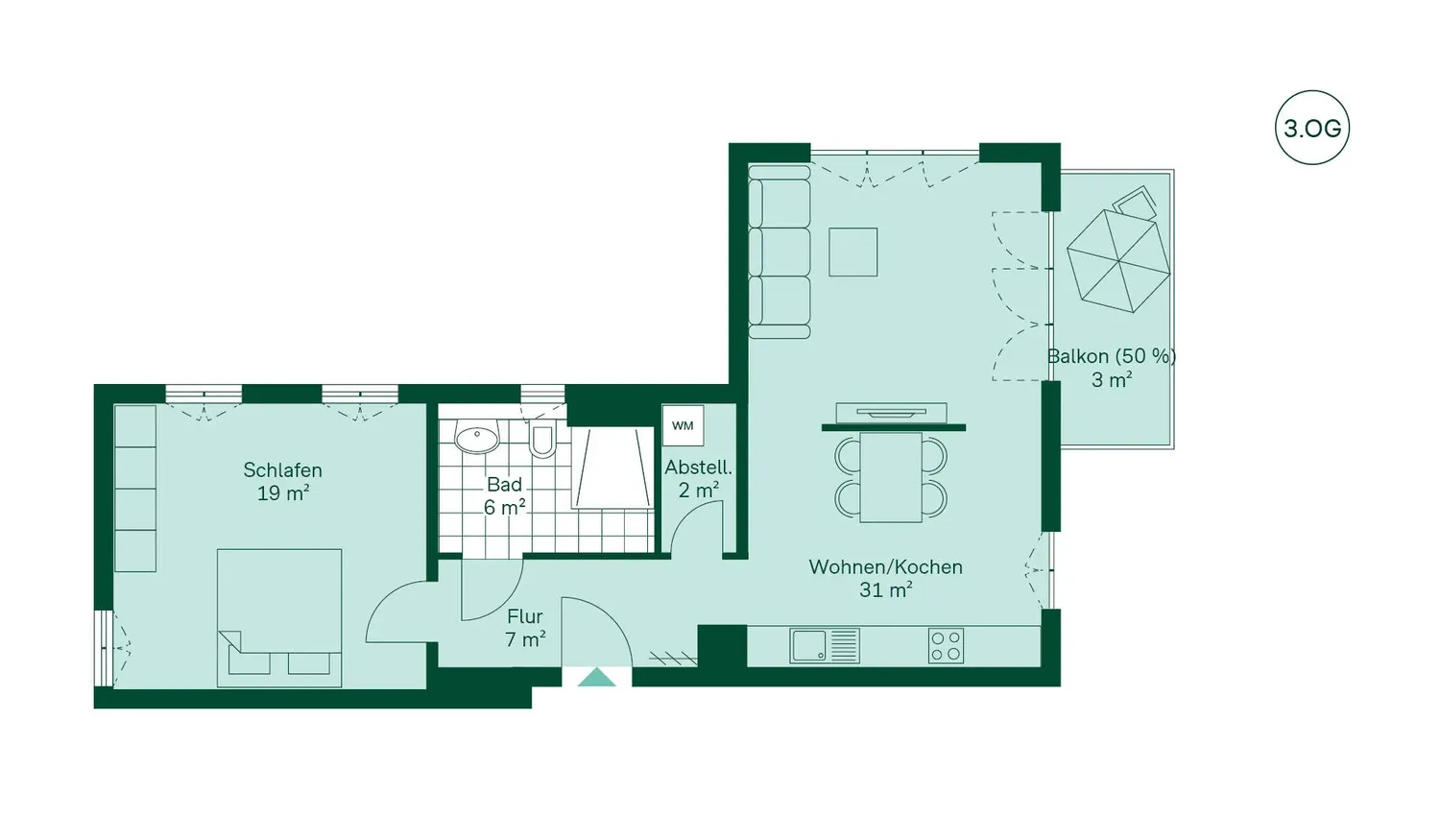 2 room apartment with 68 m² in Cologne – Photo 4
