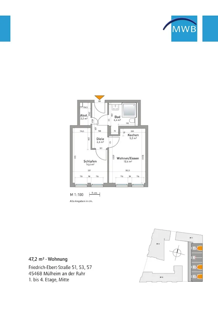 2 Zimmer Wohnung mit 47 m² in Mülheim an der Ruhr – Bild 2