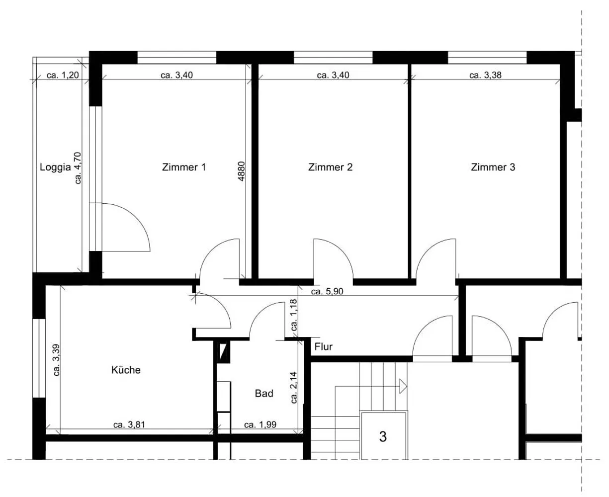 3 Zimmer Wohnung mit 78 m² in Cottbus – Bild 2