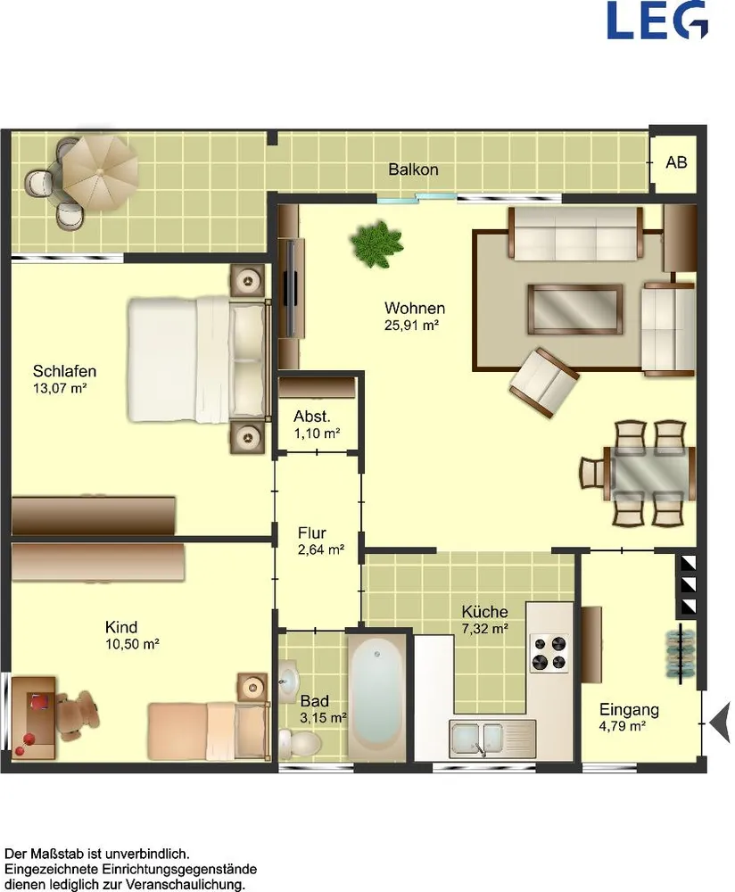 3 Zimmer Wohnung mit 69 m² in Düsseldorf – Bild 2